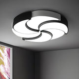 Modern Black White Windmill LED Flush Mount Ceiling Light Image - 1