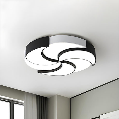 Modern Black White Windmill LED Flush Mount Ceiling Light Image - 2