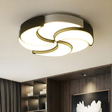 Modern Black White Windmill LED Flush Mount Ceiling Light Image - 4