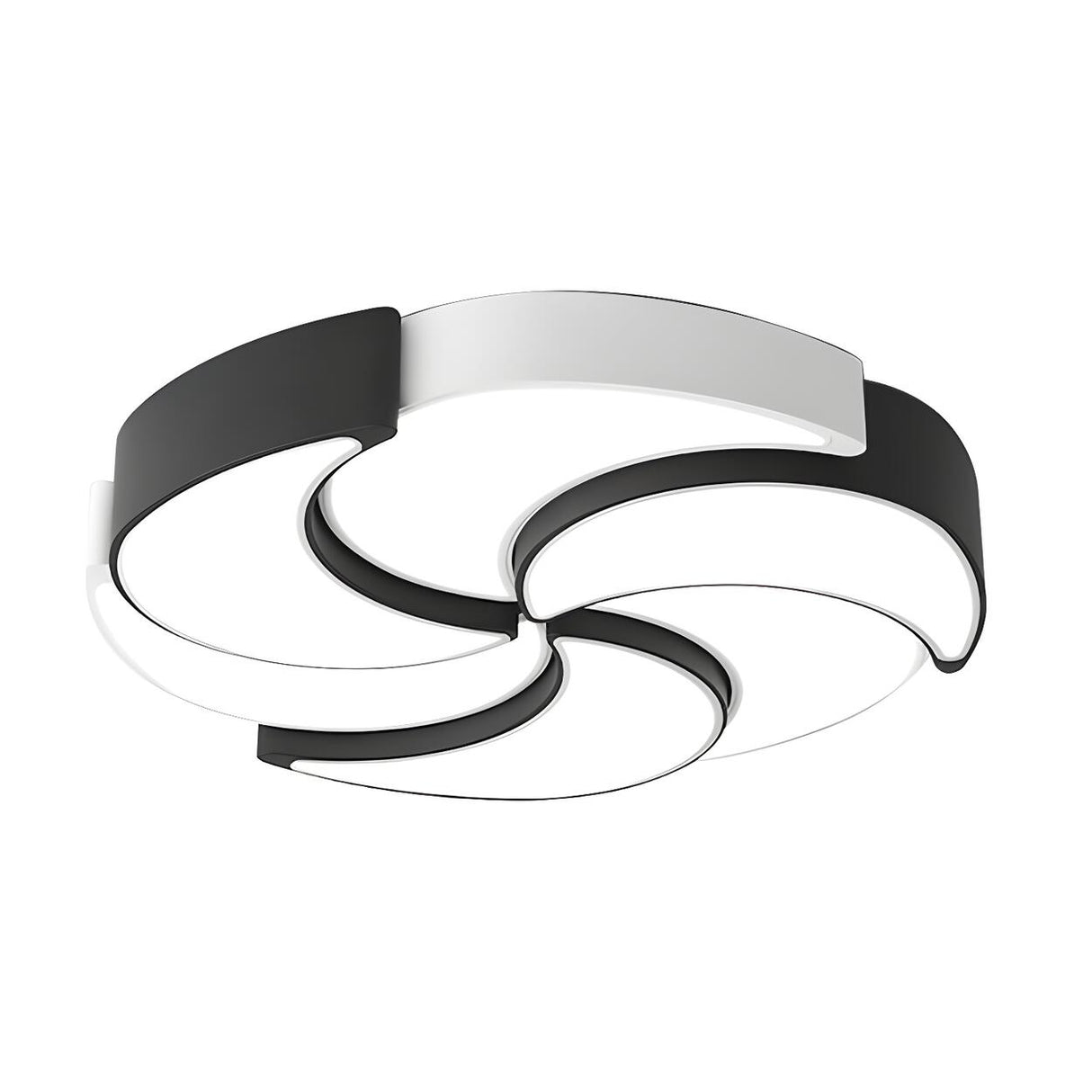 Modern Black White Windmill LED Flush Mount Ceiling Light Image - 5