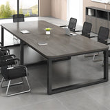 Modern Black Wood Rectangle Multi-Person Executive Desk Image - 1