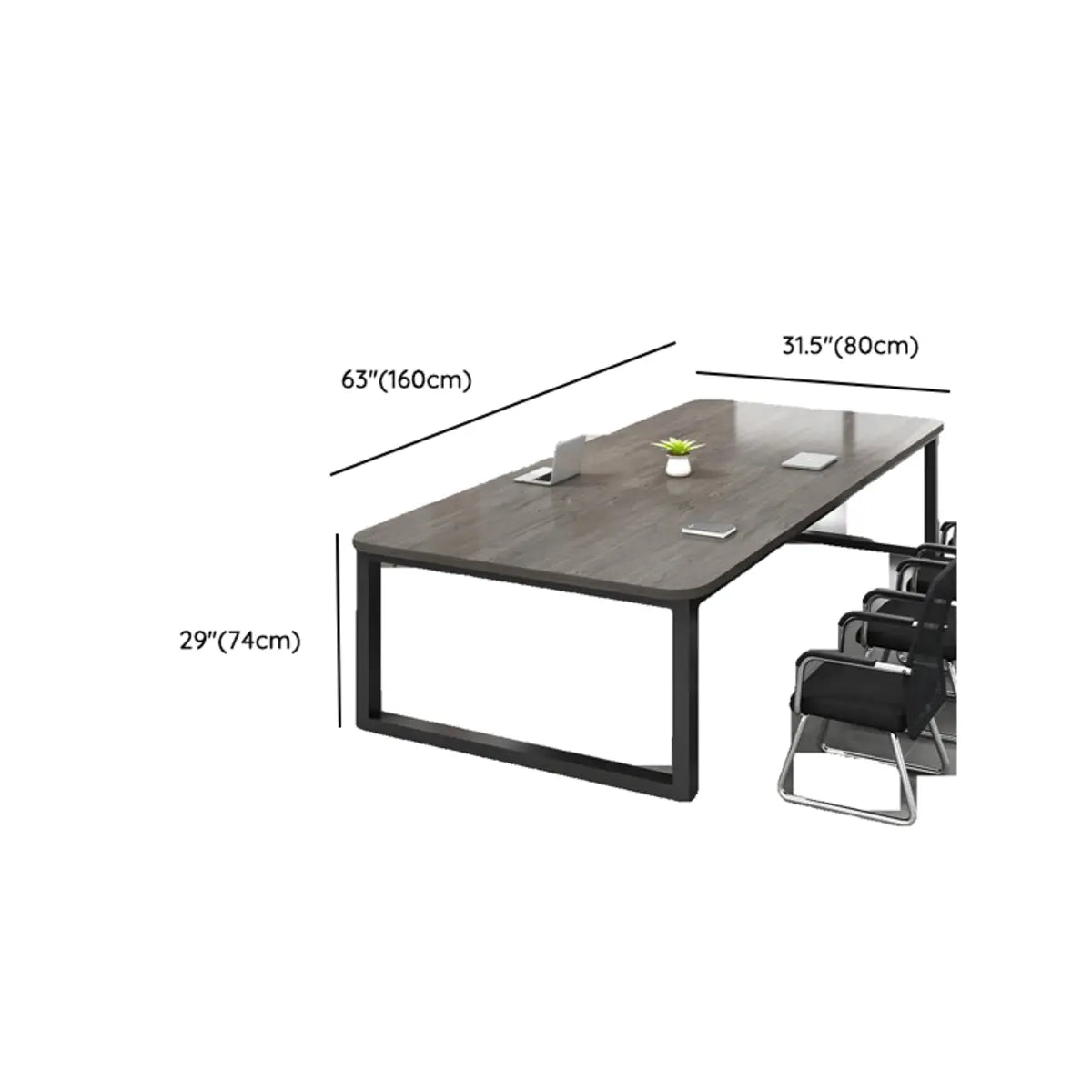 Modern Black Wood Rectangle Multi-Person Executive Desk 