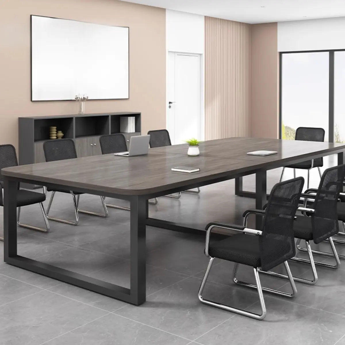 Modern Black Wood Rectangle Multi-Person Executive Desk Image - 8