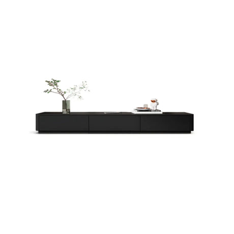 Modern Black Wood Rectangle TV Stand with Drawers Image - 2