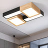 Modern Black Wood Rectangular LED Flush Mount Light Image - 1