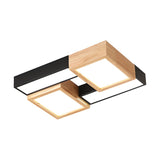 Modern Black Wood Rectangular LED Flush Mount Light Image - 3