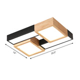 Modern Black Wood Rectangular LED Flush Mount Light Image - 4