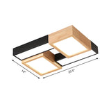 Modern Black Wood Rectangular LED Flush Mount Light Image - 5