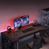 Modern Black Wood Storage Curved Sled Gaming Desk Image - 4