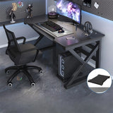 Modern Black Wood Storage Curved Sled Gaming Desk Image - 6