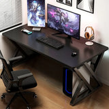 Modern Black Wooden Rectangular Sledge Gaming Desk Image - 6