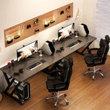 Modern Black Wooden Rectangular Sledge Gaming Desk Image - 7