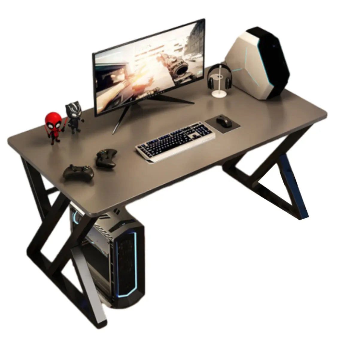 Modern Black Wooden Rectangular Sledge Gaming Desk Image - 8