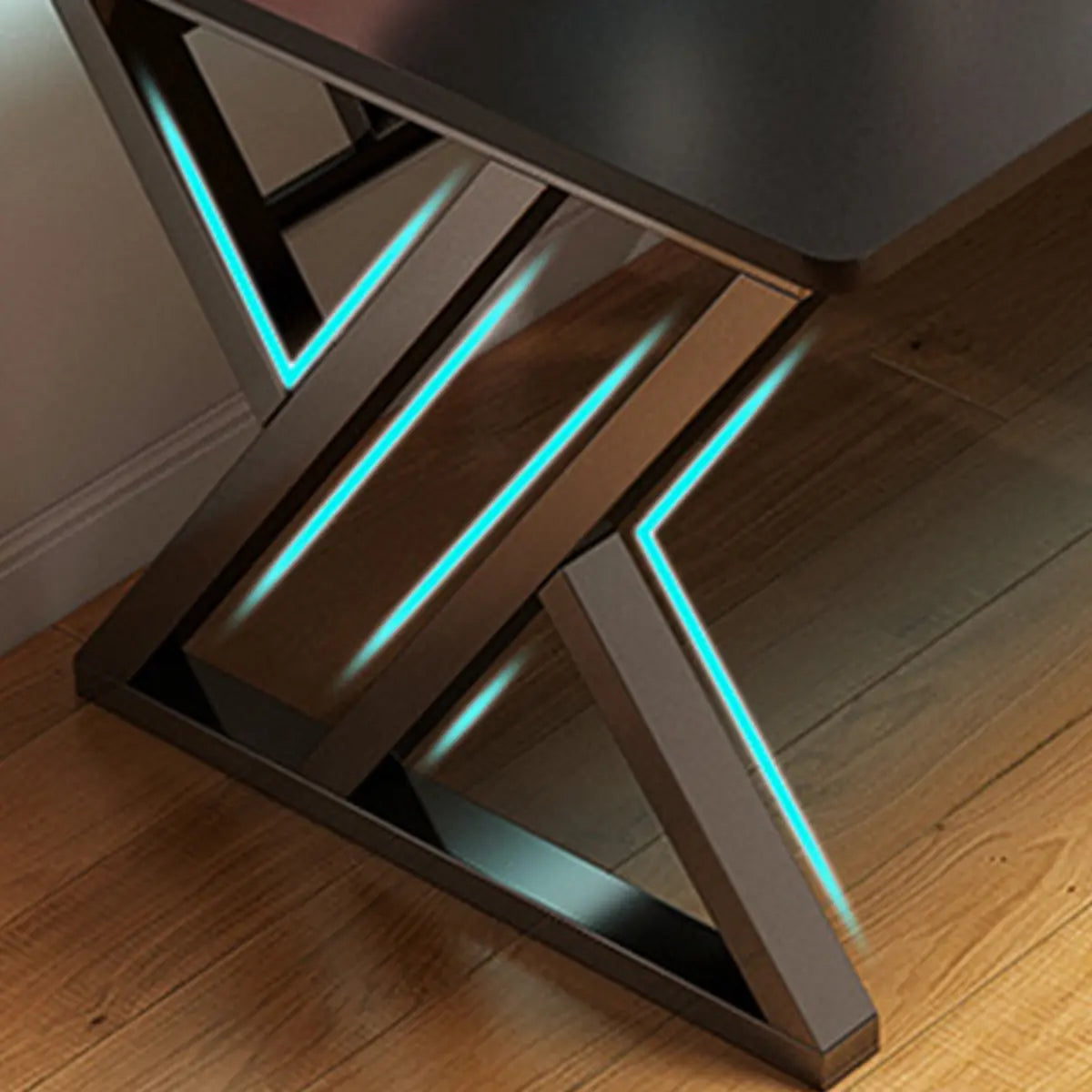 Modern Black Wooden Rectangular Sledge Gaming Desk Image - 9