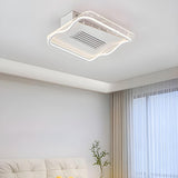 Modern Bladeless Geometric LED Ceiling Fan with Light Image - 1