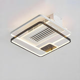 Modern Bladeless Geometric LED Ceiling Fan with Light Image - 12