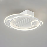 Modern Bladeless Geometric LED Ceiling Fan with Light Image - 16