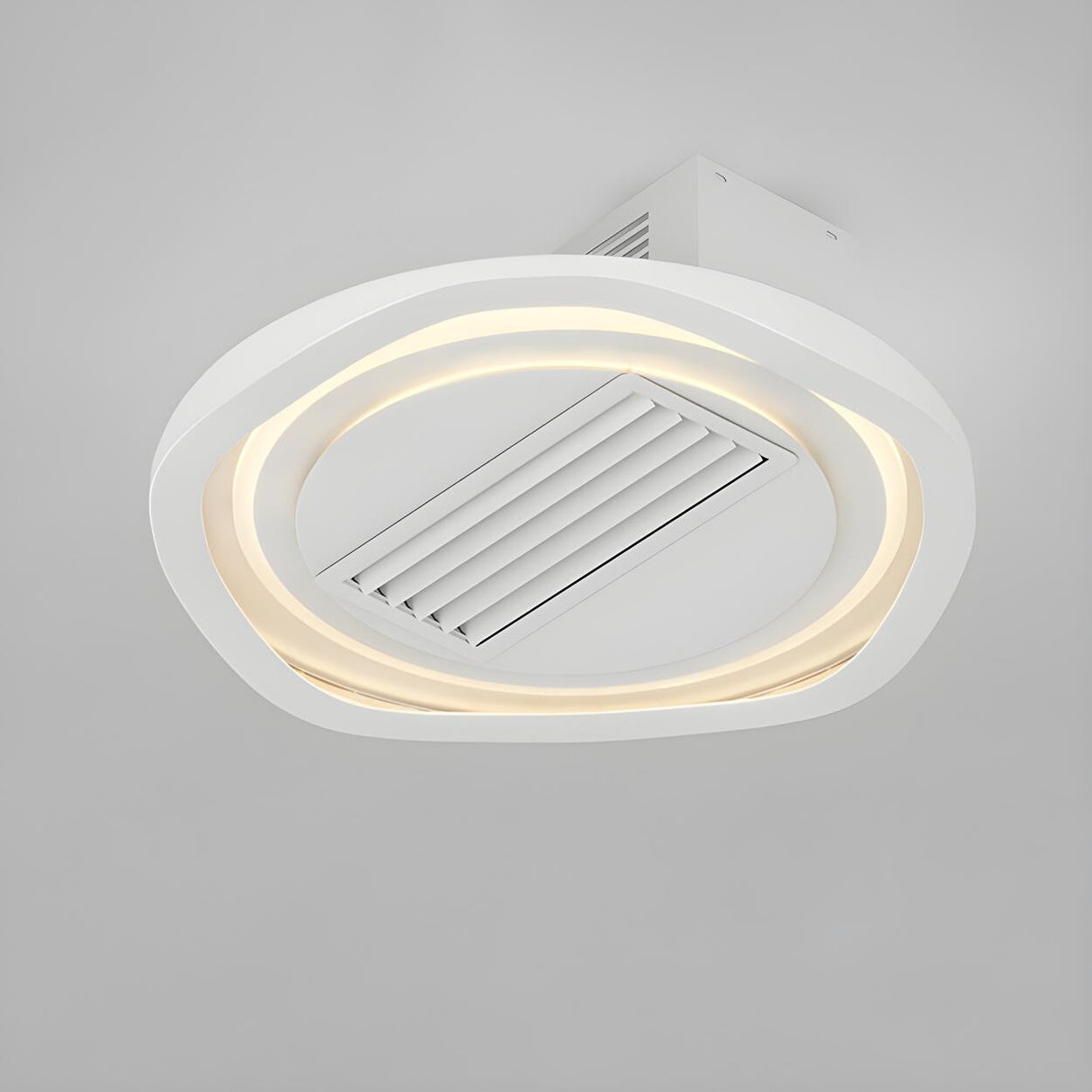 Modern Bladeless Geometric LED Ceiling Fan with Light Image - 7