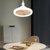 Modern Bladeless White Round Pendant Fan with Light Image - 1