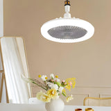 Modern Bladeless White Round Pendant Fan with Light Image - 11