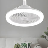 Modern Bladeless White Round Pendant Fan with Light Image - 12