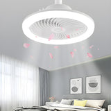 Modern Bladeless White Round Pendant Fan with Light Image - 13