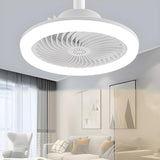 Modern Bladeless White Round Pendant Fan with Light Image - 14