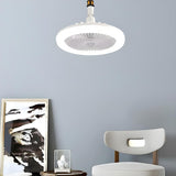 Modern Bladeless White Round Pendant Fan with Light Image - 3