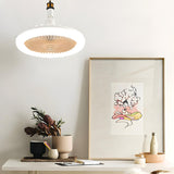 Modern Bladeless White Round Pendant Fan with Light Image - 4