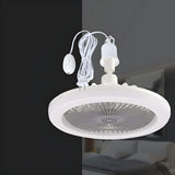 Modern Bladeless White Round Pendant Fan with Light Image - 8