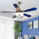 Modern Blue 5 Blade Metal Ceiling Fan with LED Light Image - 1