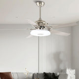 Modern Blue 5 Blade Metal Ceiling Fan with LED Light Image - 10