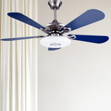 Modern Blue 5 Blade Metal Ceiling Fan with LED Light Image - 4