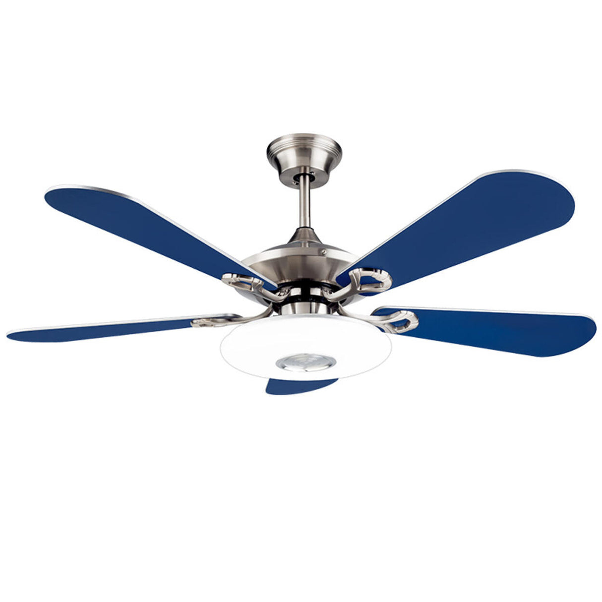 Modern Blue 5 Blade Metal Ceiling Fan with LED Light Image - 5