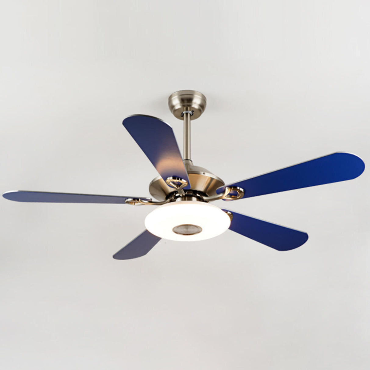 Modern Blue 5 Blade Metal Ceiling Fan with LED Light Image - 6