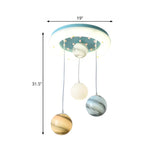 Modern Blue Acrylic Planet Children Room Pendant Light #size