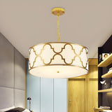 Modern Blue and Gold Drum Bedroom Pendant Chandelier Image - 11