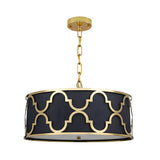 Modern Blue and Gold Drum Bedroom Pendant Chandelier Image - 8