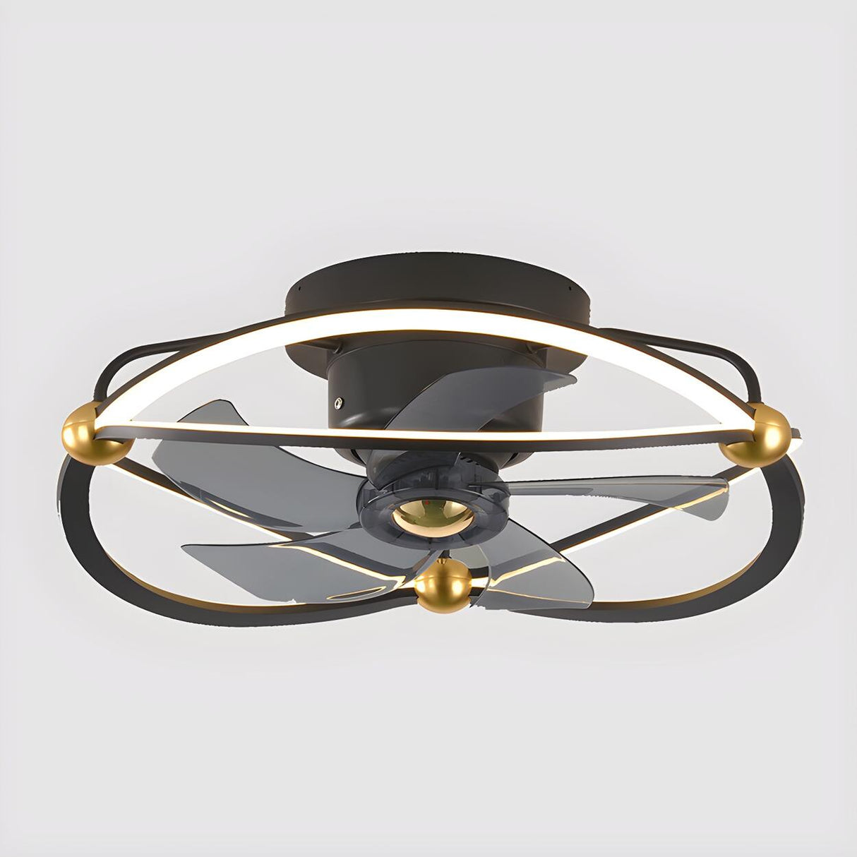 Modern Blue Geometric Circular Ceiling Fan with Light Image - 10