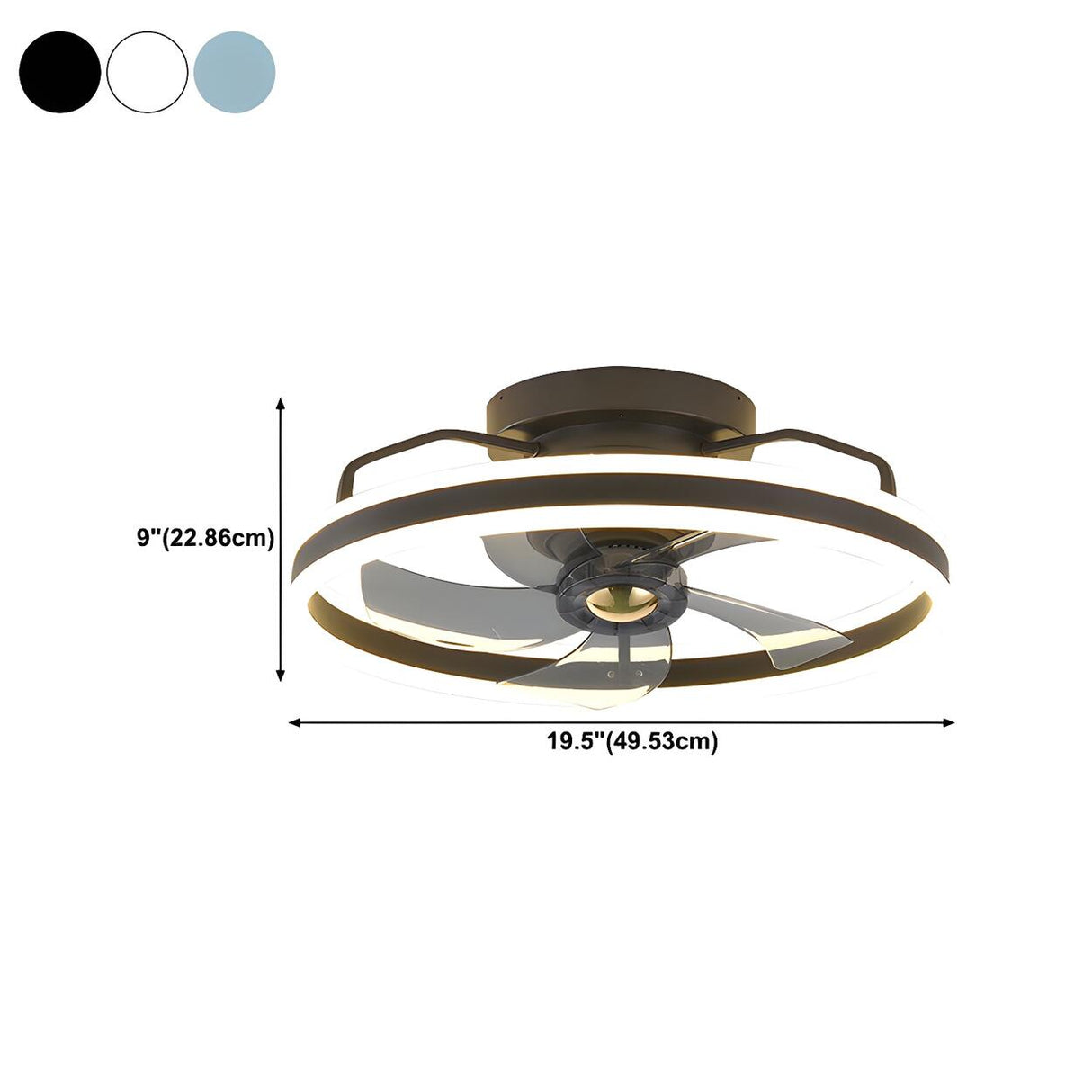 Modern Blue Geometric Circular Ceiling Fan with Light Image - 18