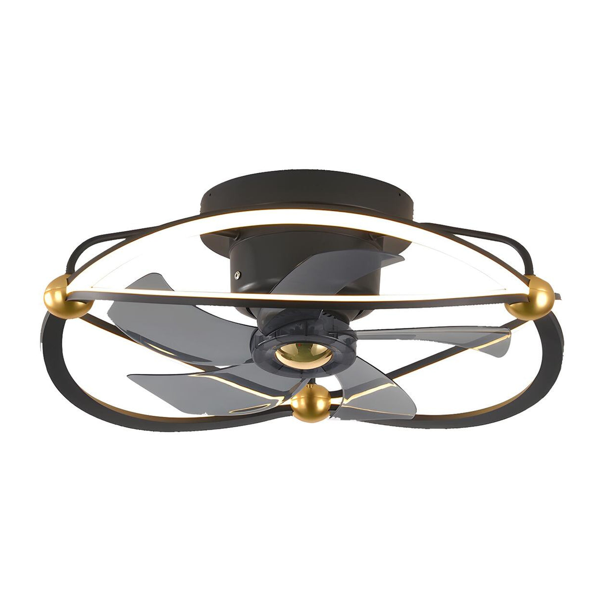 Modern Blue Geometric Circular Ceiling Fan with Light Image - 6