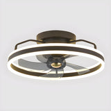 Modern Blue Geometric Circular Ceiling Fan with Light Image - 7