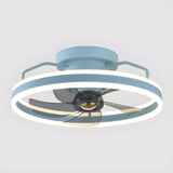 Modern Blue Geometric Circular Ceiling Fan with Light Image - 9