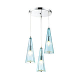 Modern Blue Glass Cone Dining Room Pendant Light Image - 2