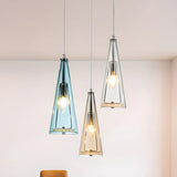 Modern Blue Glass Cone Dining Room Pendant Light Image - 25