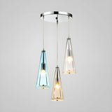 Modern Blue Glass Cone Dining Room Pendant Light Image - 28