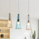 Modern Blue Glass Cone Dining Room Pendant Light Image - 29