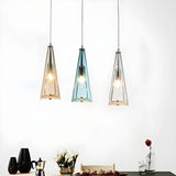 Modern Blue Glass Cone Dining Room Pendant Light Image - 30