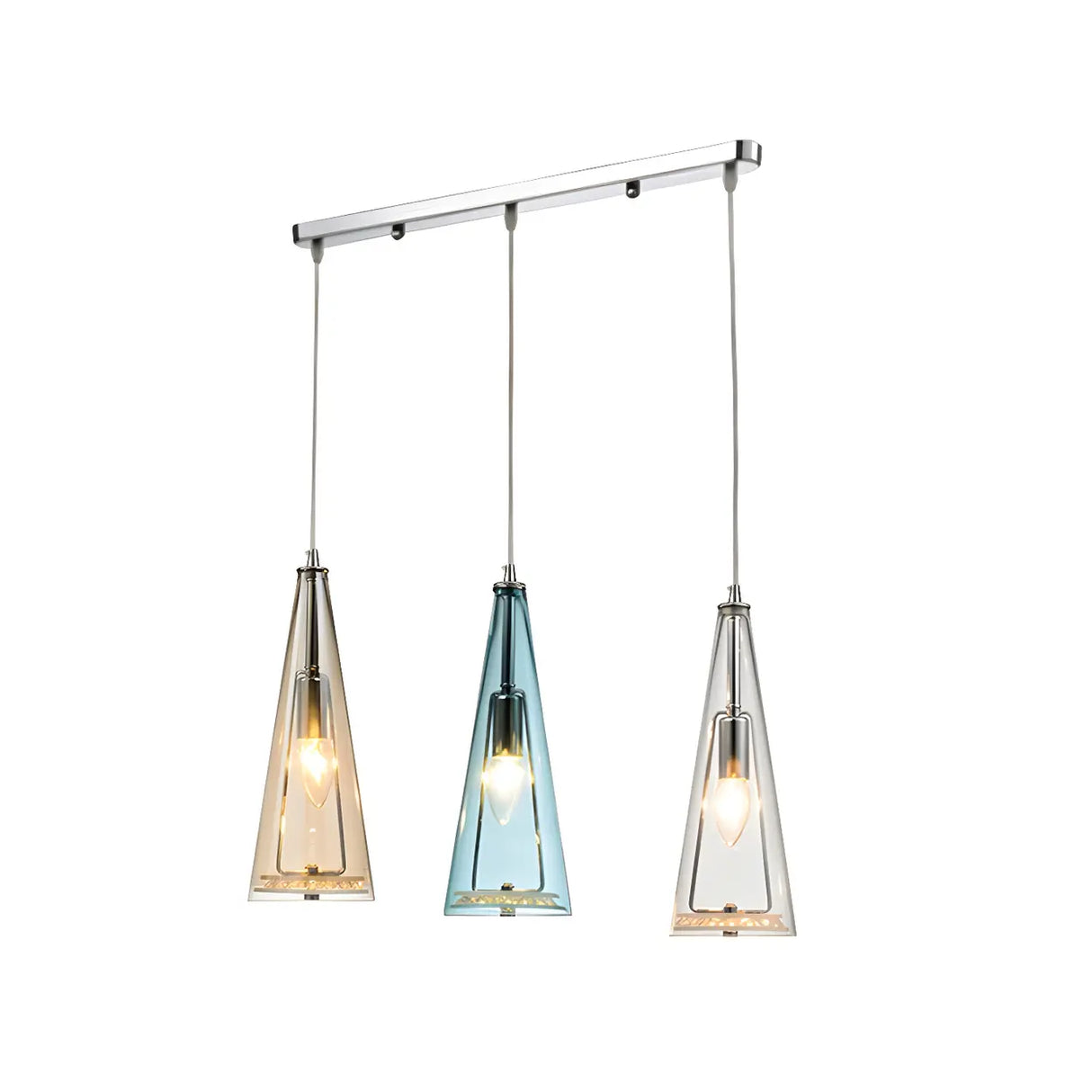 Modern Blue Glass Cone Dining Room Pendant Light Image - 31