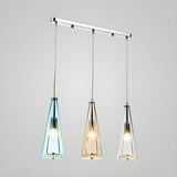 Modern Blue Glass Cone Dining Room Pendant Light Image - 32